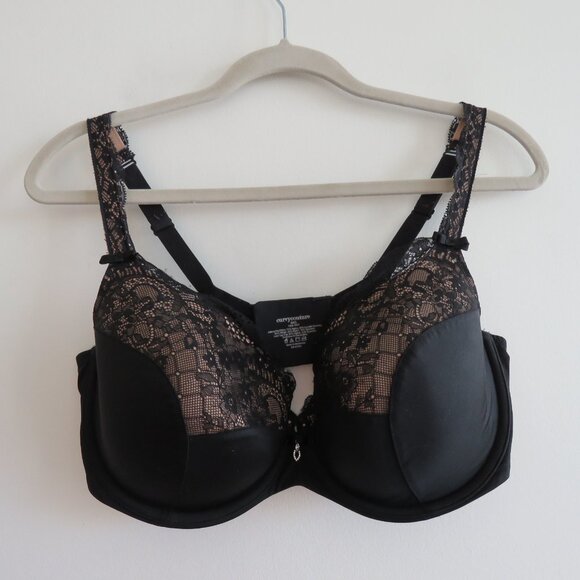 CURVY COUTURE Tulip Lace Push Up Balconette Bra in Black - Size 34G - Picture 3 of 13